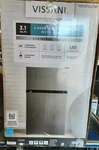 Vissani 3.1 Cu. Ft. 2-DOOR Mini Refrigerator Stainless Steel With Freezer Dented Open. Price: $150.00.