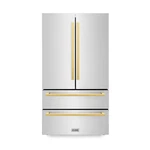 Zline 36" New French Door Stainless Steel Refrigerator Gold Handle RFMZ-36-FG. Price: $4399.99.