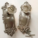Nostalgic Warehouse Victorian Plate Crystal Glass Knob Satin Nickel Used. Price: $58.50.