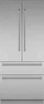 Thermador Freedom T36BT120NS 36'' Built-in French Door Refrigerator Stainless Open. Price: $8199.99.
