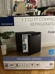 New Insignia 1.7 Cu. Ft. Mini Fridge With Energy Star Certification Black. Price: $95.00.