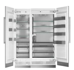 Monogram 60" Panel Ready Refrigerator Freezer Columns ZIR361NPRII / ZIF241NPN Open. Price: $9999.00.