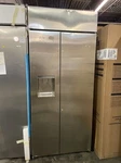 Monogram ZISS360DNSS 36" Counter Depth Built-in Side By Refrigerator Open. Price: $3499.00.