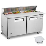 Vevor Commercial Refrigerator 60" Sandwich Salad Prep Table 2 Doors W/ 16 Pans New. Price: $1932.99.