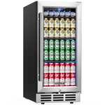Beverage Refrigerator 15 Inch Under Counter 127 Cans Led Glass Door Euhomy Light New. Price: $573.99.