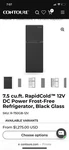 Contoure 7.5 Cu.ft. 12V Frost-free Top-freezer Refrigerator Black Glass New. Price: $1200.00.