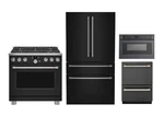 Cafe Matte Black 4 Piece Kitchen With 36" Gas Range & Refrigerator New. Price: $13082.00.