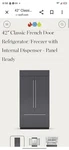 Brand New SUB-ZERO42" Classic French Door Refrigerator/freezer Panel Ready. Price: $12000.00.