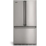 Viking Series RVFFR336SS Inch Counter Depth French Door Refrigerator Open. Price: $3199.99.