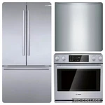 New Bosch Stainless 800 Series Refrigerator, Stove, & Microwave Drawer.. Price: $5400.00.
