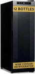 Newair 10" Wine Fridge For 12 Bottles Freestanding Cooler Refrigerator Black Open. Price: $269.00.