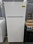 GIE18GTNRWW 28" White Top-freezer Refrigerator Nob #160146 Open. Price: $749.00.