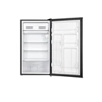 Midea 3.3 Cu Ft Mini Refrigerator, Separate Freezer Compartment Reversible Door Open. Price: $130.00.