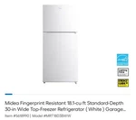 Midea Refrigerator Top Freezer Combo 18.1 Cubic Feet Brand New In Box Never Open. Price: $300.00.