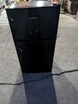 Bangson Black Compact Double Fridge, Lockable Doors, Freezer Open. Price: $120.00.