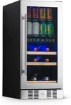 15" Dual Zone Wine & Beverage Cooler, 9 Bottles 48 Cans, Stainless Steel. Price: $1456.99.