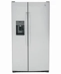 Stainless 36" Side-by-side 25.3 Cu. Ft. Refrigerator GSS25GYPFS Open. Price: $1599.99.