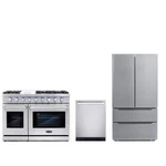 Cosmo 48" Double Oven Gas Range & Dishwasher French Door Refrigerator Set New. Price: $9127.70.