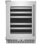Kitchenaid 24" Stainless Glass Door Undercounter Wine Cellar - KUWL314KSS Open. Price: $1575.00.